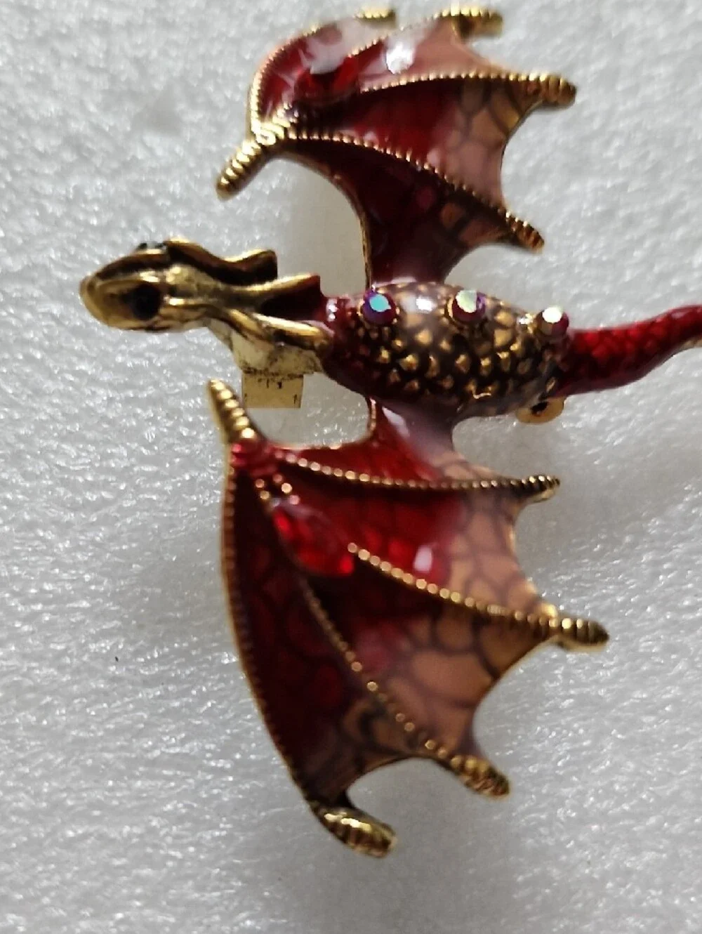 Red Enamel Dragon Wing Brooch